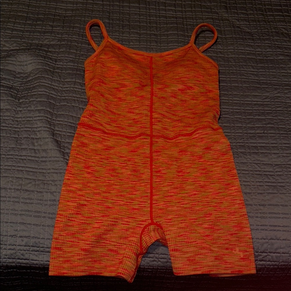 JoyLab Orange and Red Knit Romper